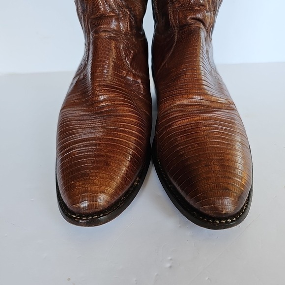 Vintage Dan Post‎ Men's TEJU Lizard Cowboy Boots Brown Size 7.5 D -  1706 - Picture 9 of 16